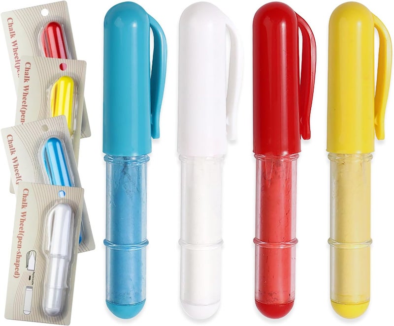 chaseroad 4PCS Sewing Chalk for Fabric, Wipeable and Washable Fabric Chalk for Sewing, Tailors Chalk for Fabric Etailed Marking on Fabrics, Cottons, Leathers - Blue, White, Red, Yellow - Image 1